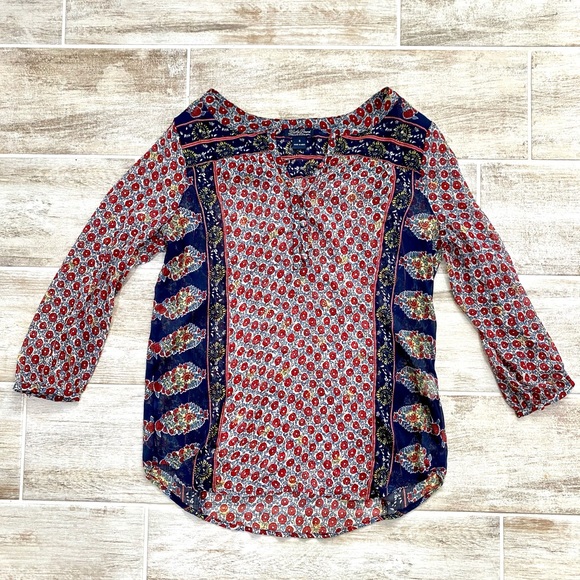 🔥Lucky Brand Bohemian sheer blouse tunic - Picture 6 of 7